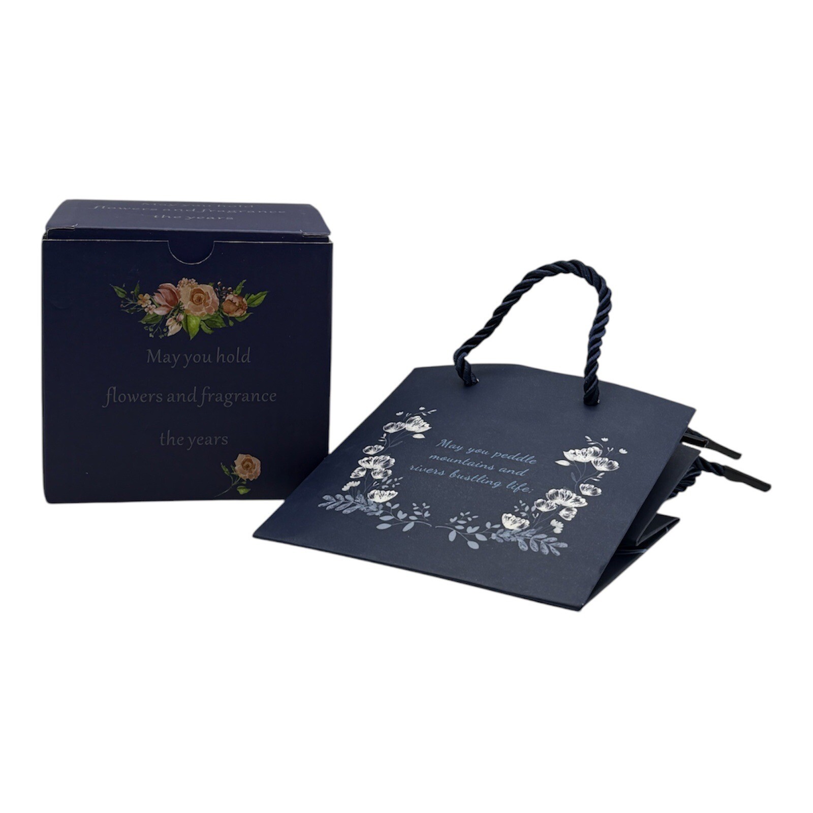 Rotating Blue Valentine wedding Eternal Rose Flower Ring Necklace Gift Box