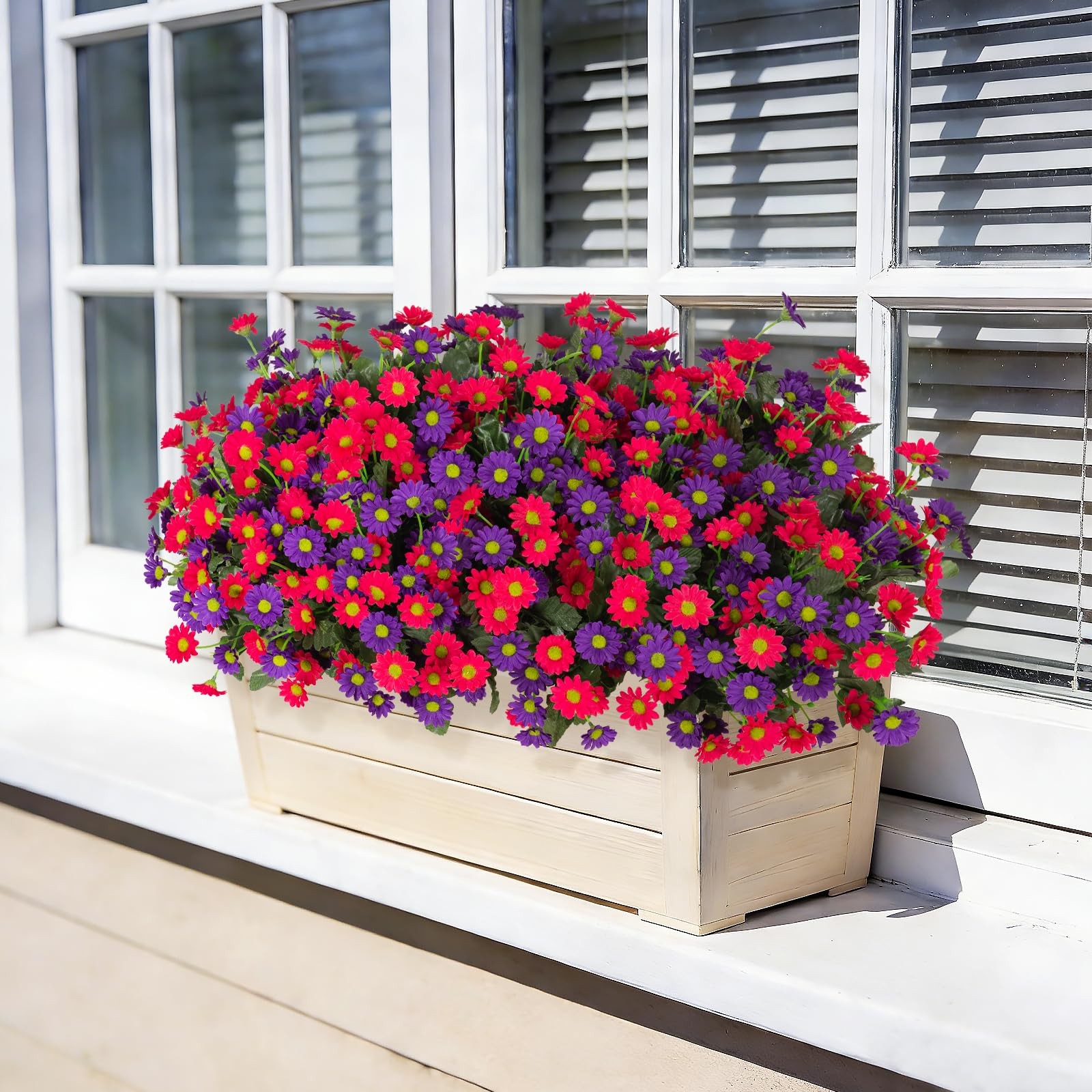 Ammyoo Fake Mums Spring Artificial Flowers for Outdoor Decoration, 12 Bundles…