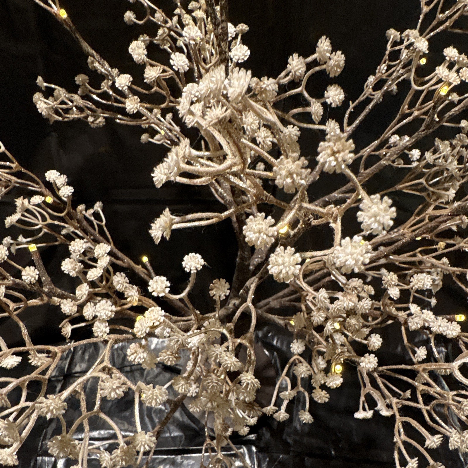 Artificial Lighted Decorative Branch Tree Tabletop Decor, Brown/White 20in