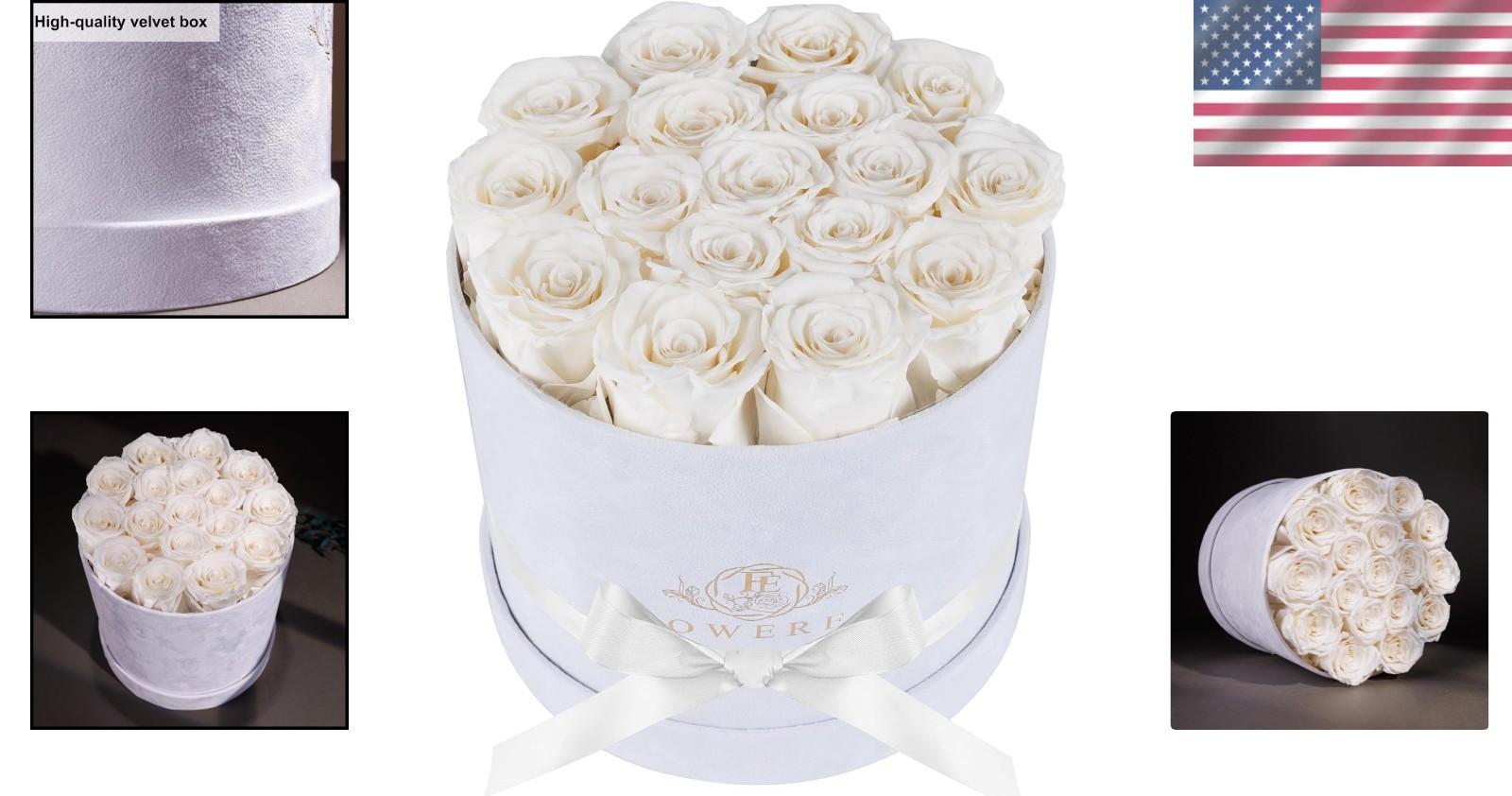Luxury Suede Box with 17 Preserved Roses