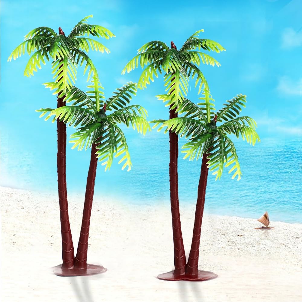 10pcs Plastic Palm Tree Model Trees – Miniature Palm Trees Fake Plastic Trees…