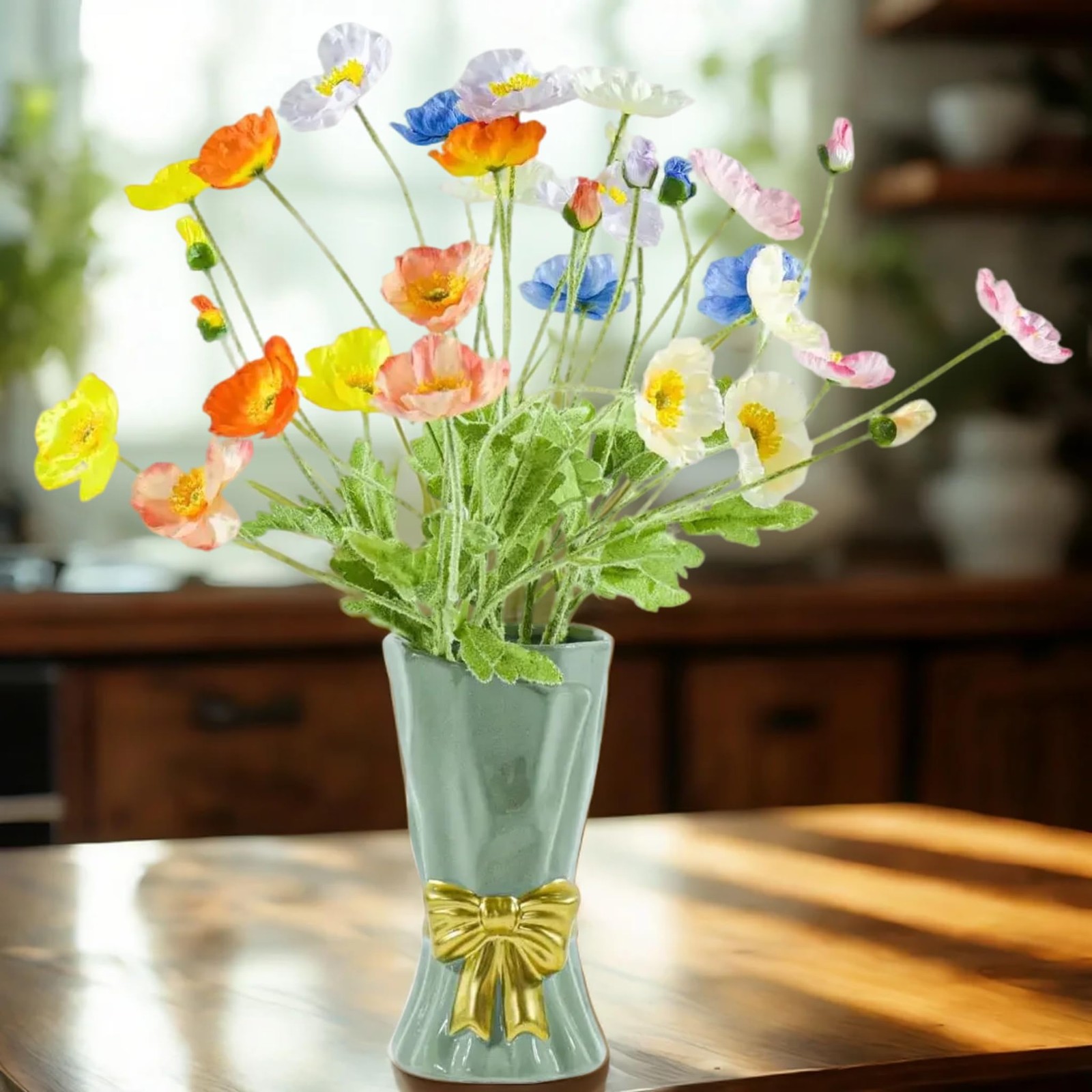 Kabcxci Artificial Poppy Flowers8 Pcs Fake Silk Flowers for Home DecorWedding…
