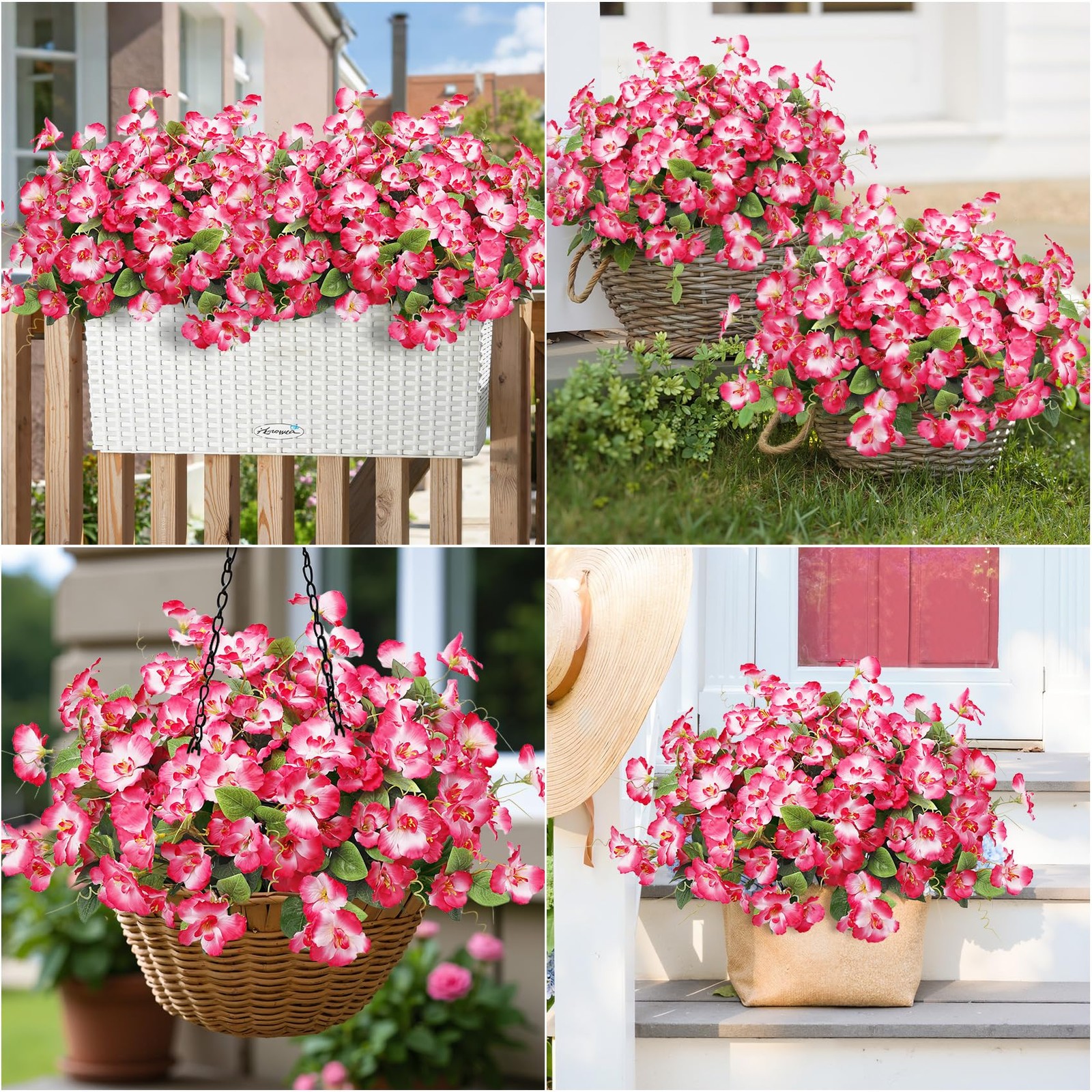 8 Bundles Artificial Hibiscus Flowers for Outdoors Decoration, Faux Silk Flow…