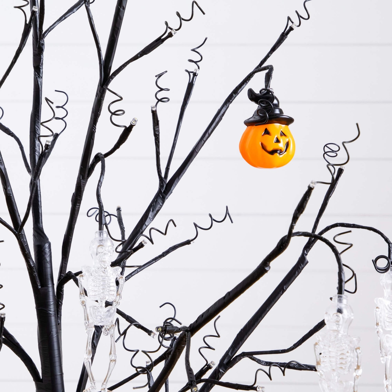Nearly Natural 5ft Pre-Lit Halloween Pumpkins & Skulls Ornament Tree w/ 72 LED
