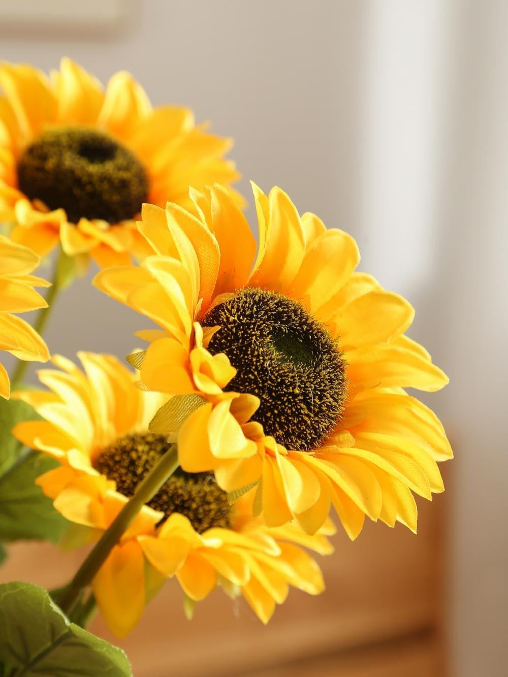 Artificial Sunflower Flowers Long Stem Silk Fake Sunflowers Decoration