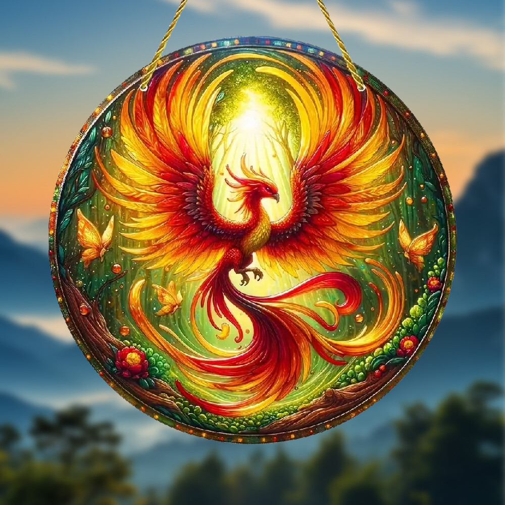 Bathing Fire Phoenix Acrylic Hanging Decoration Home Decor Housewarming Gift