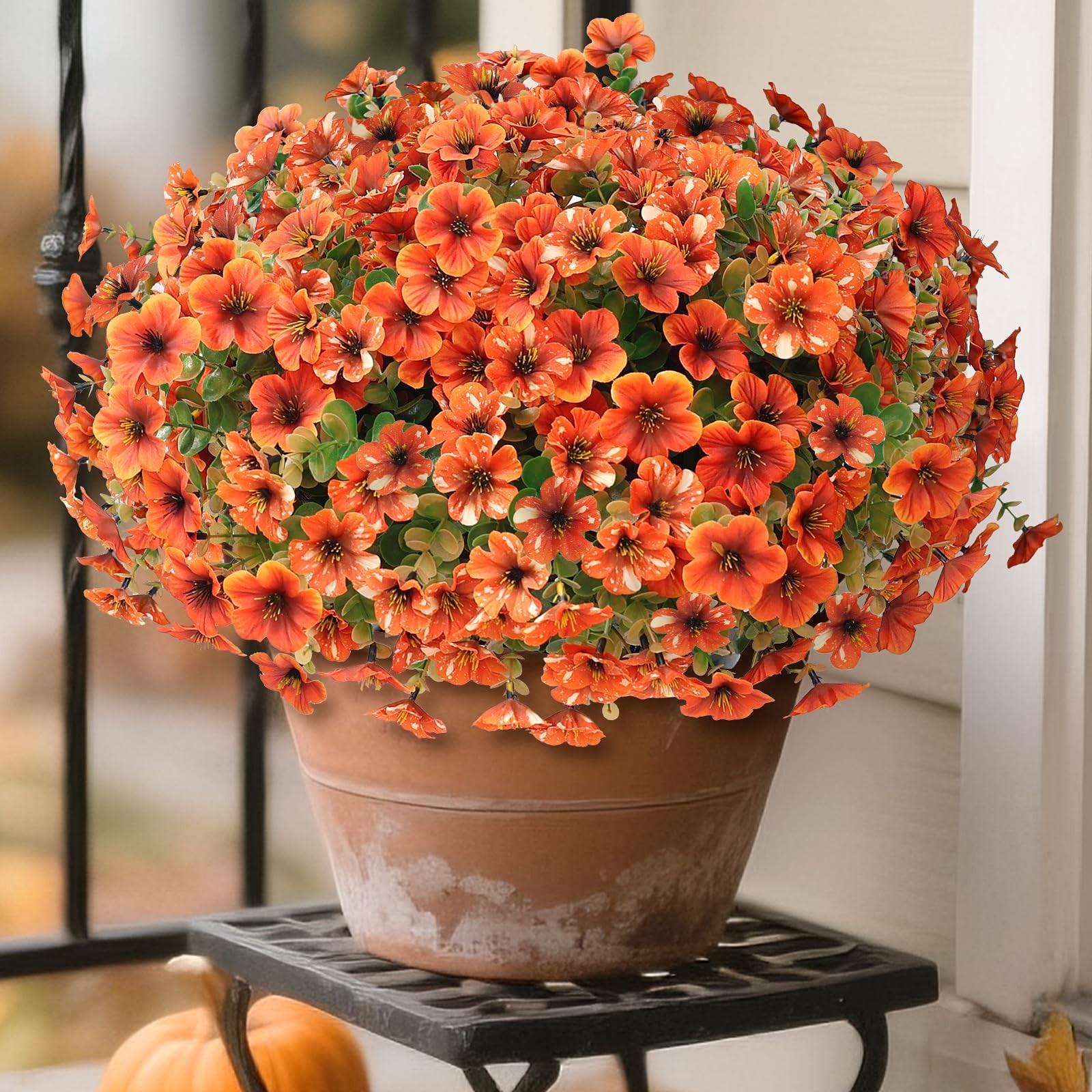 Artificial Flowers for Outdoor Fall Decoration-Faux Flower Petunia with Eucal…