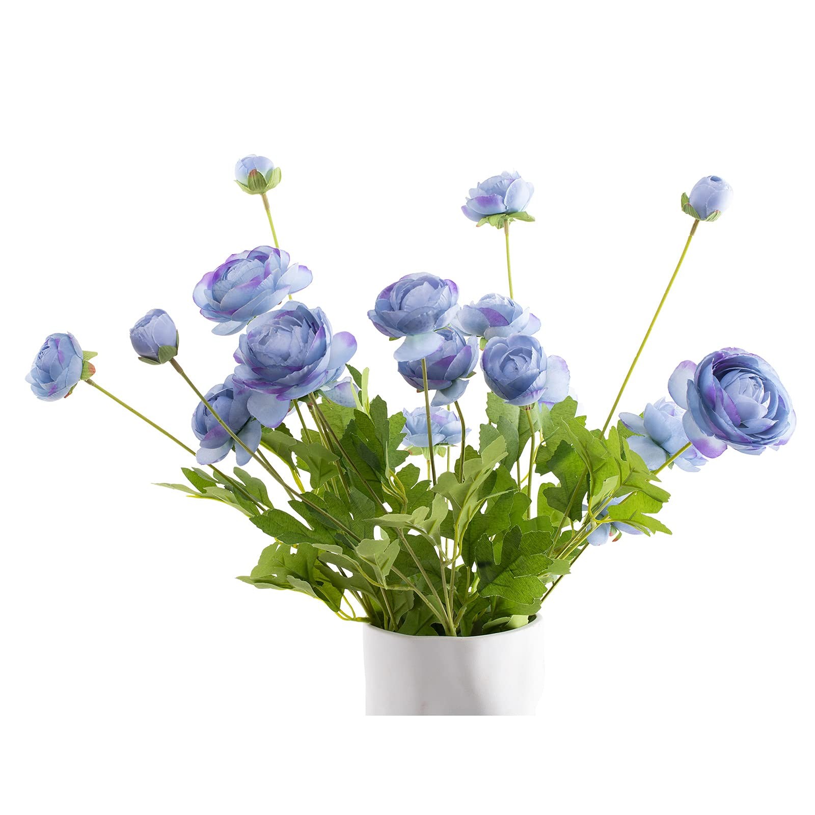 5 PCS Artificial Silk Flowers Ranunculus Fake Floral Blue Wedding Arrangement