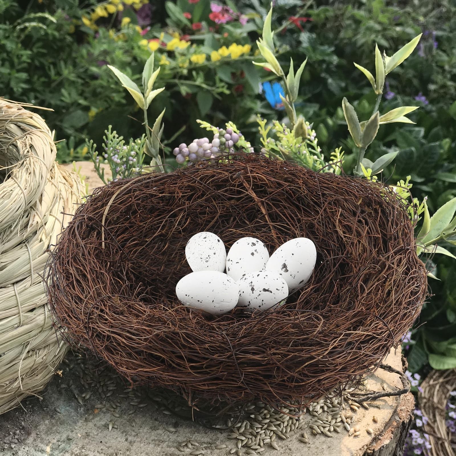 6Pcs 12″ Large Artificial Bird Nests with Eggs for Crafts & Spring Decor