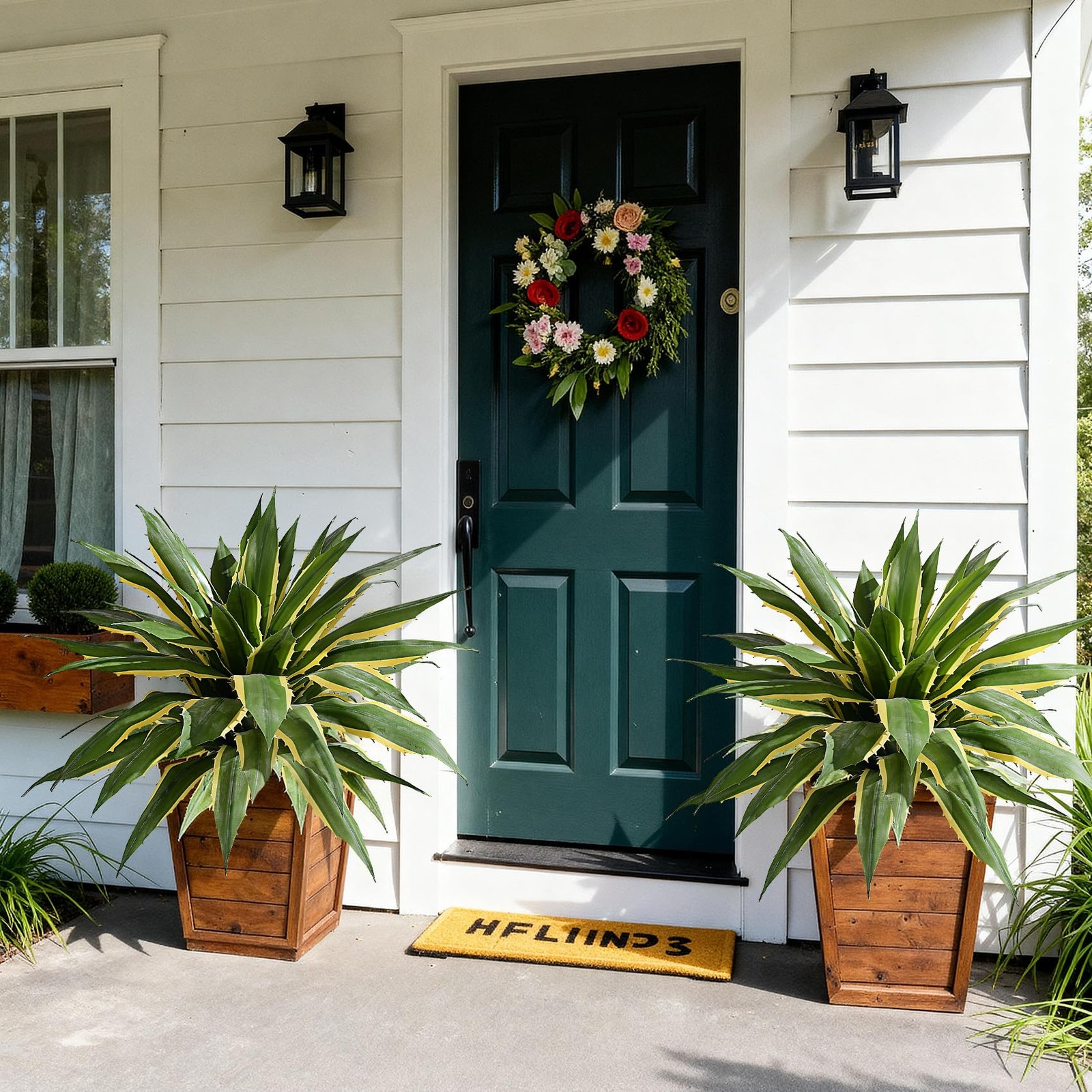 Artificial Agave Plant Fake Agave Planters for Indoor Outdoor Faux Agave Plan…
