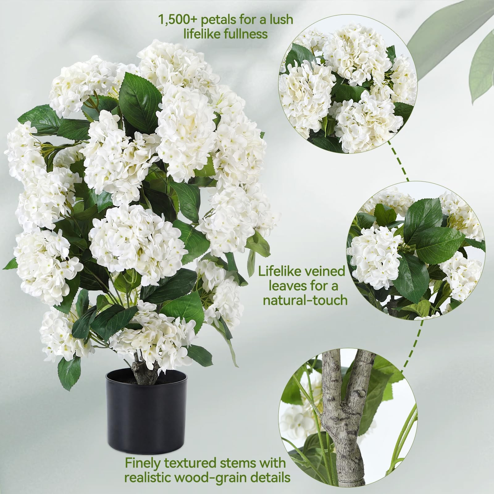 Faux Hydrangea Trees 30“ 2 Pack, Hydrangea Artificial Flower for Outdoor, UV …