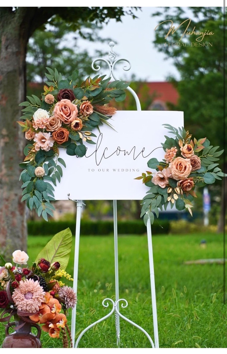 Wedding Sign Faux Flower Swag (Pack of 2) for Ceremony Party Reception
