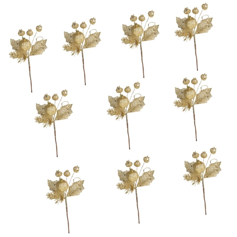 Decorative Gold Berries Sparkling Branch for Christmas Tree Vase Fillers