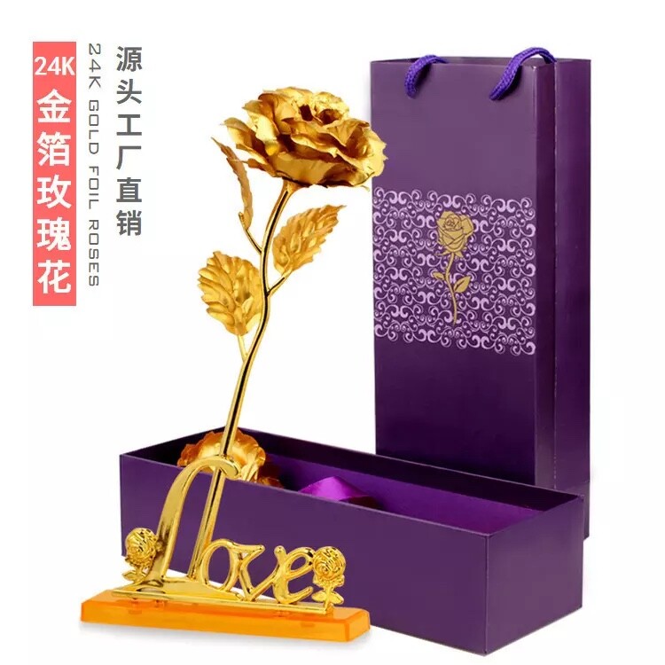 24k Gold Foil Collectible Rose Flower Unique Gift (RED)
