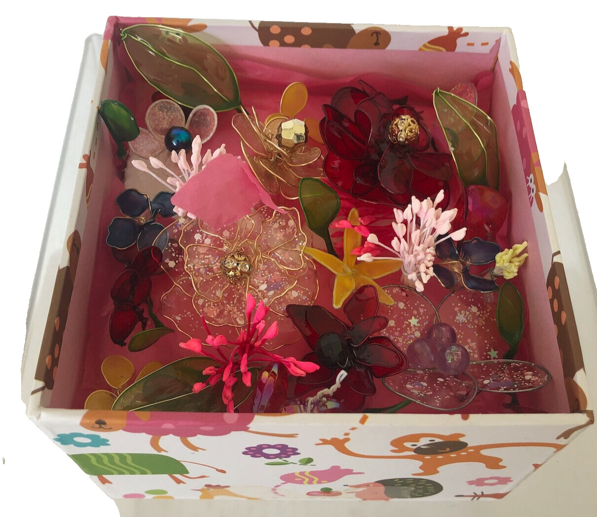 Artificial hand made acrylic wire Flower Bouquet wire stems mini size in box