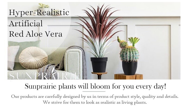 Hyper Realistic Big Red Artificial Aloe Vera Plant 26 Inches Tall. Large Faux