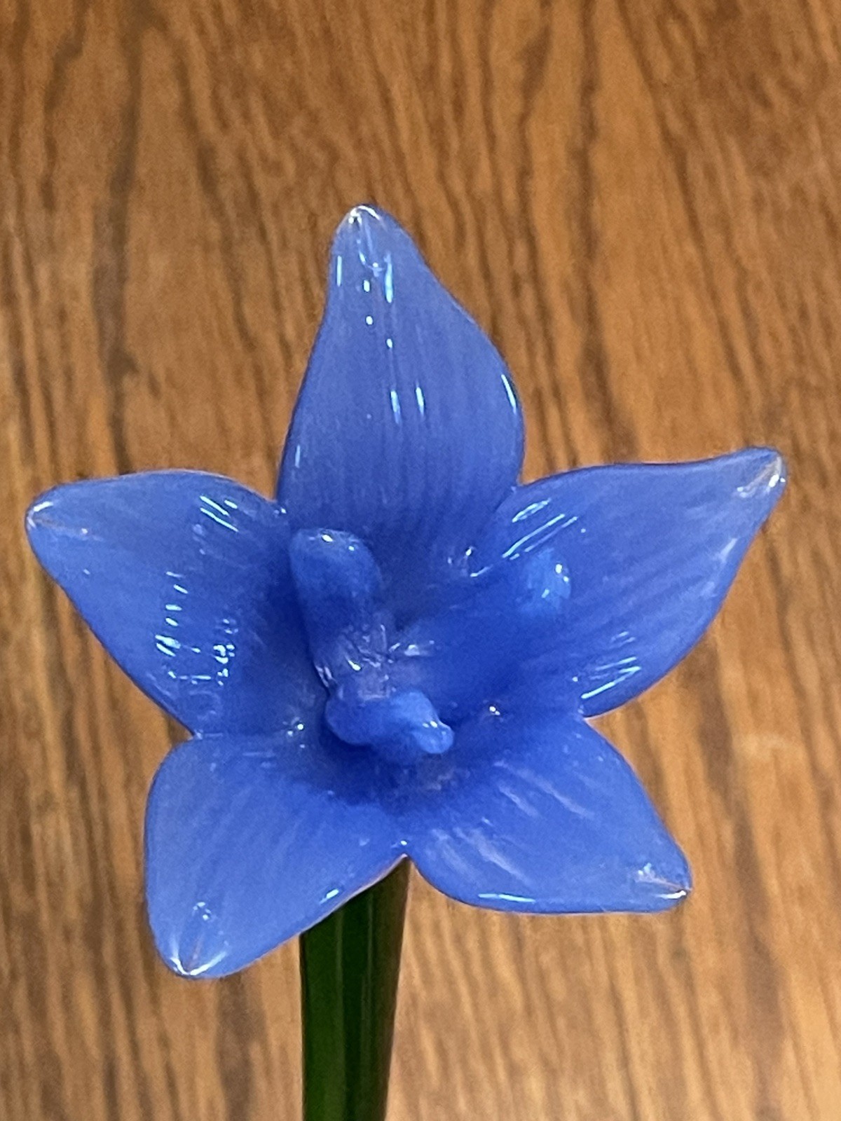 Vtg Murano Style Lot 4 Hand Blown Art Glass Long Stem Flower Bouquet 19″-20″
