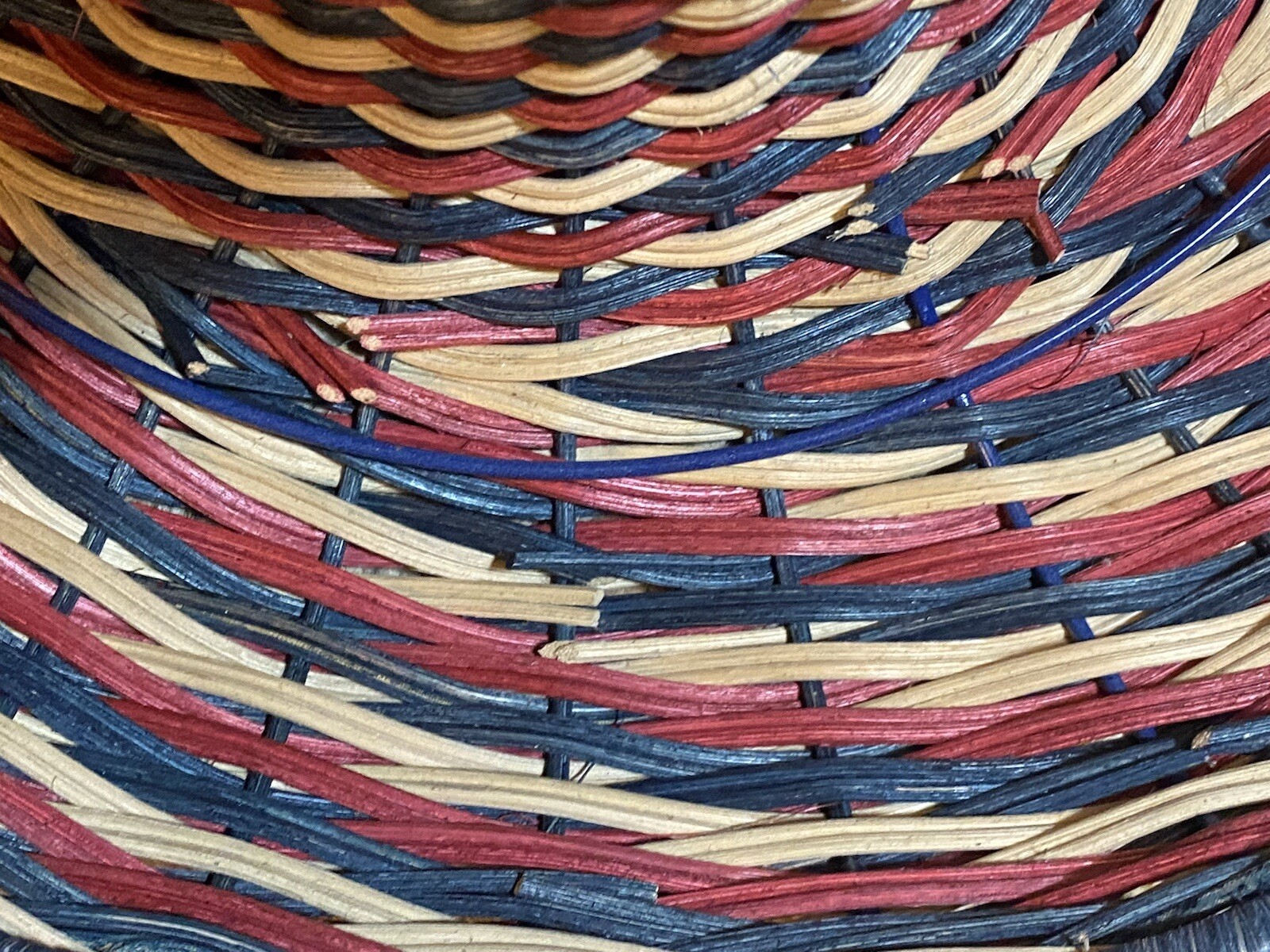 New Threshold Round Handcrafted Rattan Wreath Floral Decor 16″ Red Blue Tan