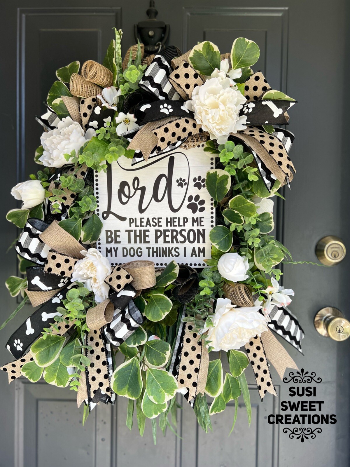 Dog Lover Wreath, Wreath With Sign, Dog Pet Decor, Dog Lover Gift, Mom Gift
