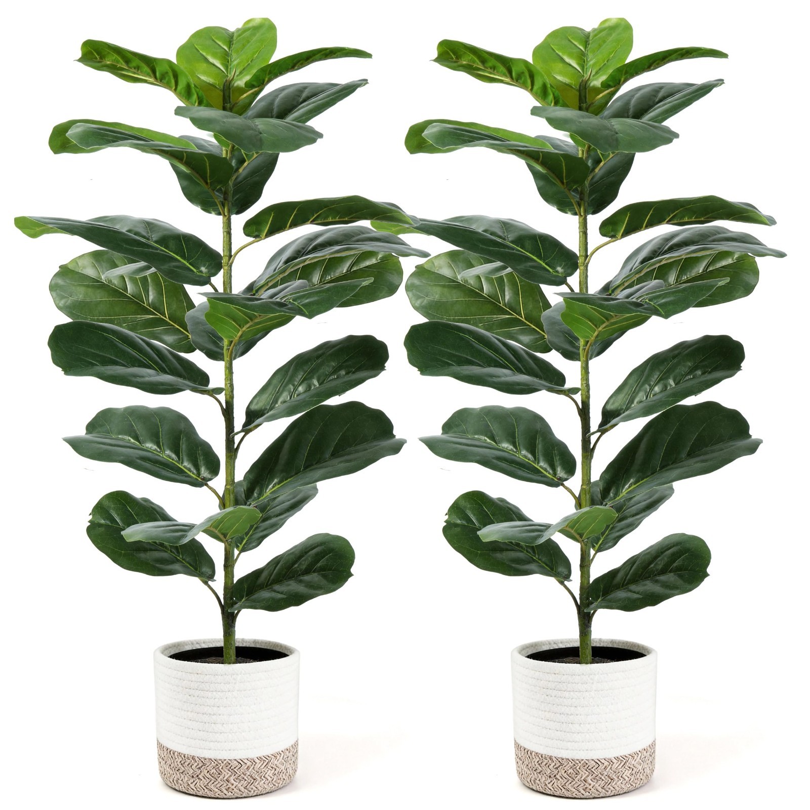 30″ Artificial Fiddle Leaf Fig Tree – 2 Pack, Realistic Indoor/Outdoor Fake Plan