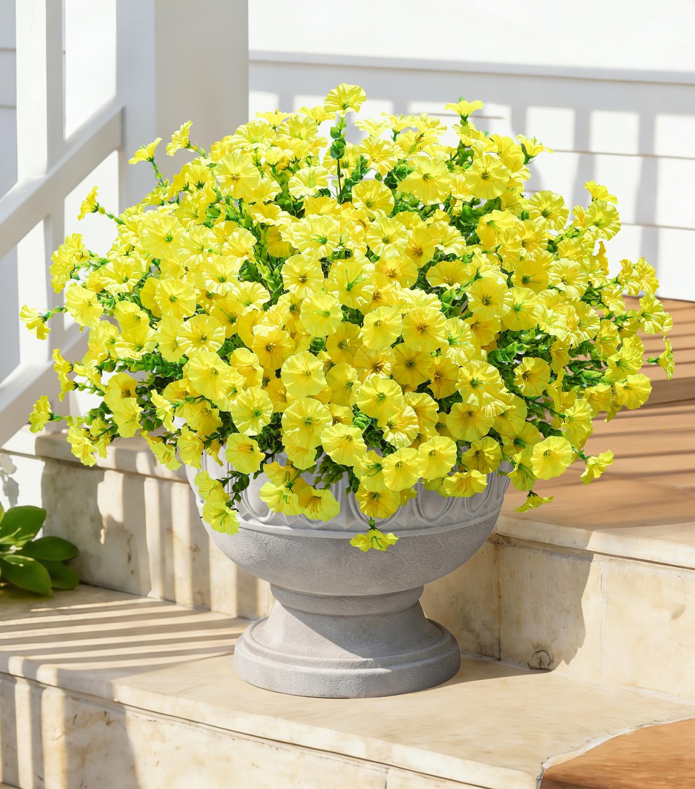 Artificial Flowers Fake Plants for Outdoors Decoration, 12 Bundles Yellow Sil…