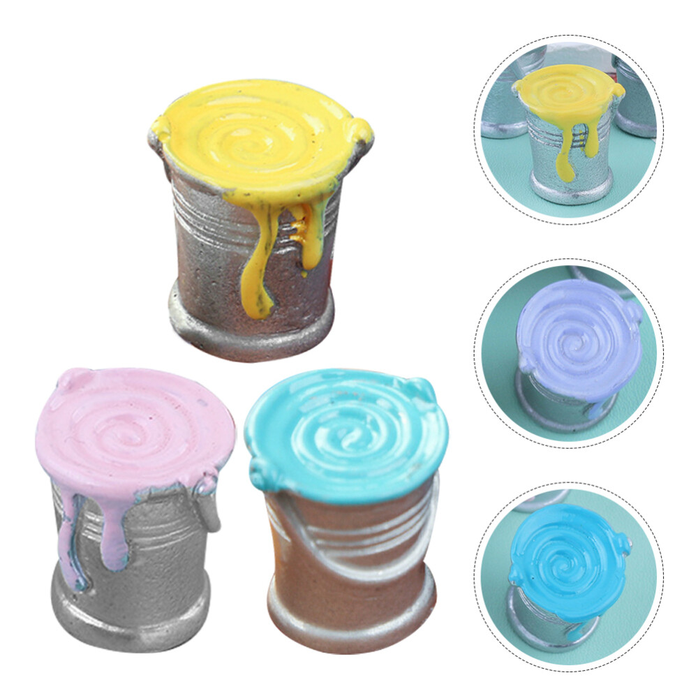 6 Pcs Dollhouse Tool Mini Paint Pot Models Miniature Can Modeling Crafts