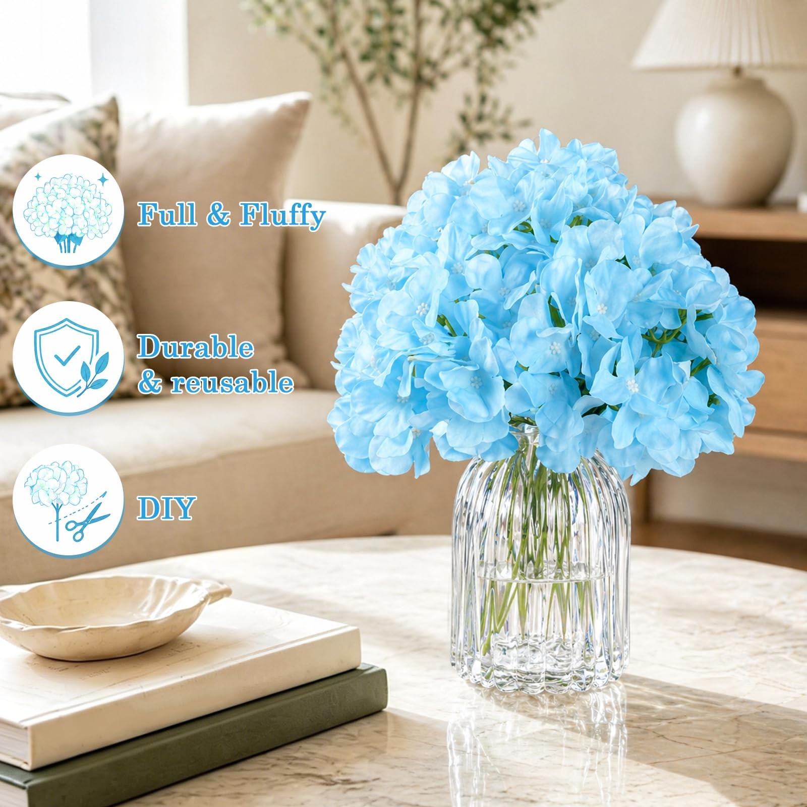 Bulk Artificial Hydrangeas 104PCS with Zip Tie Fastening, Silk Hydrangea Flow…