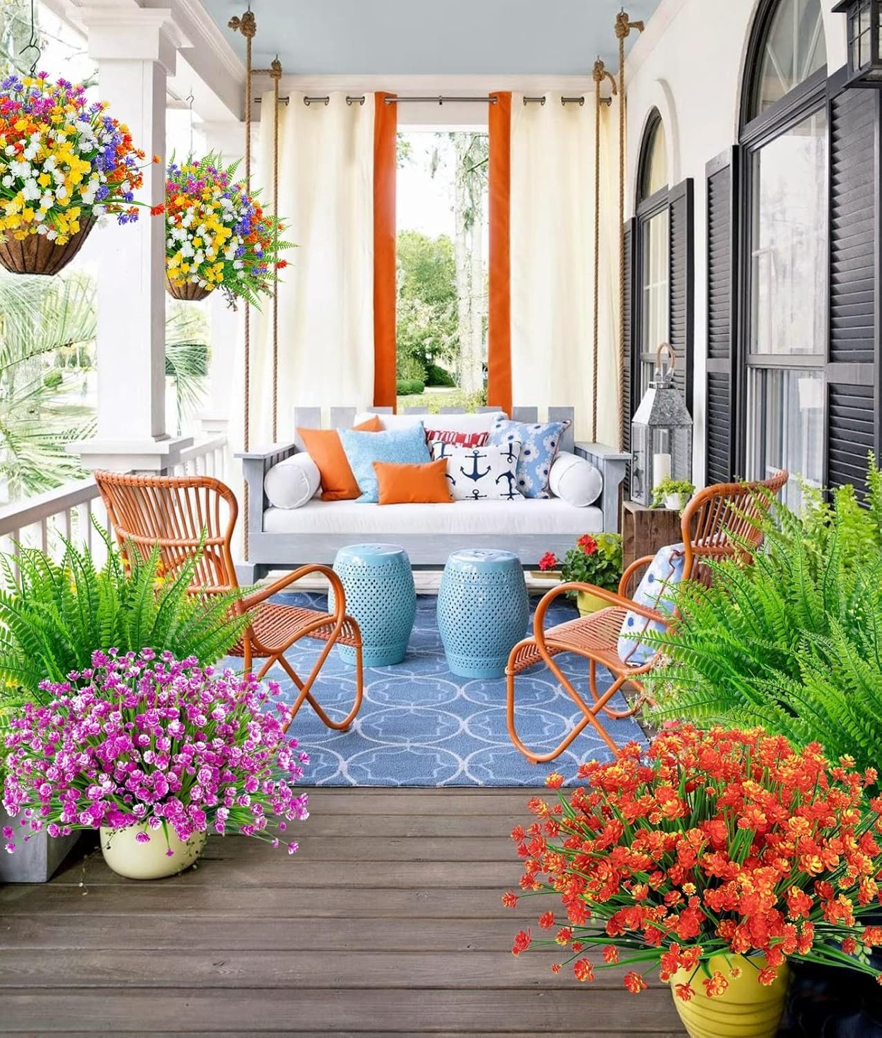 Vibrant Multi-Color Faux Flower Bundles – Perfect for Indoor & Outdoor Spaces