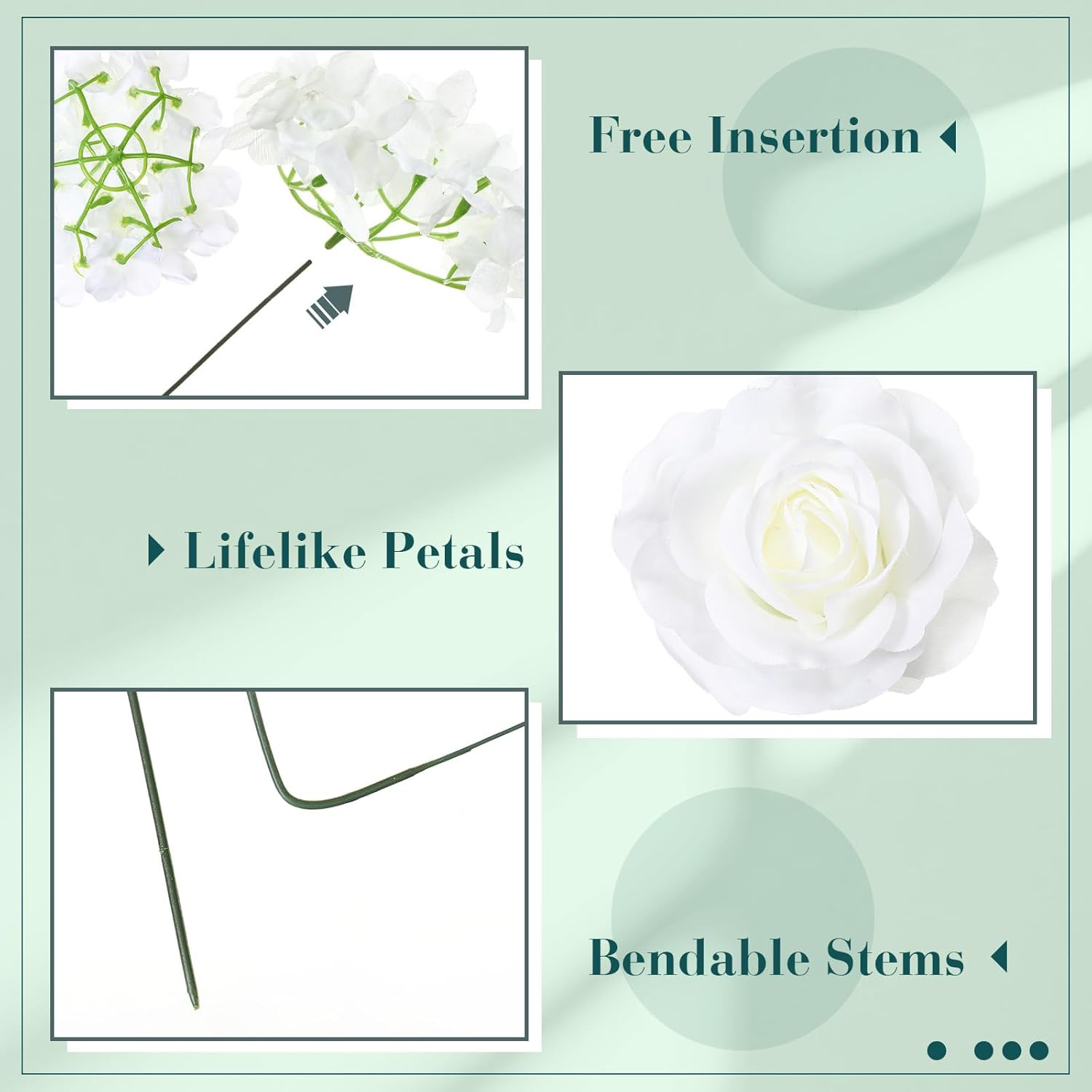 100 Pcs Realistic Silk Flowers – Hydrangeas & Roses for Weddings & Decor