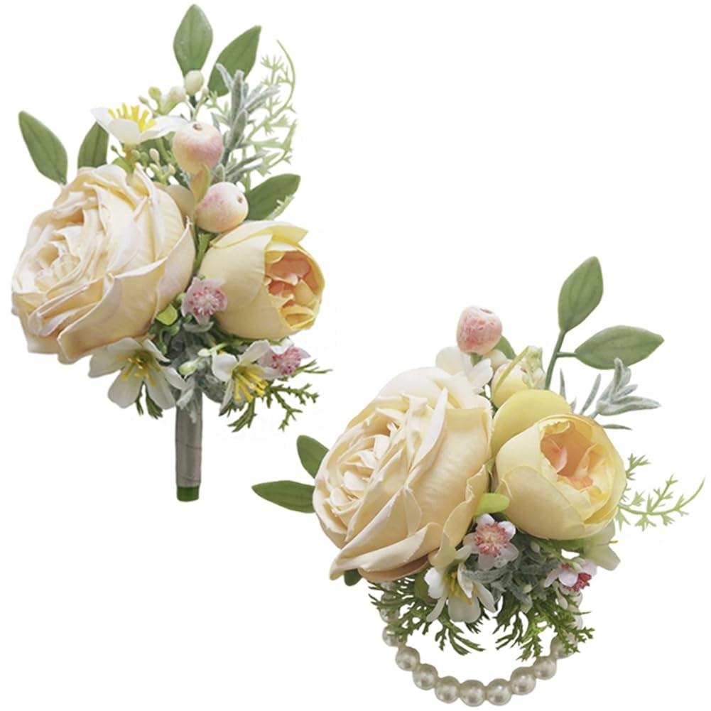 2 Pieces of Corsage and Boutonniere Set, Groom Groomsmen Bride Bridesmaids We…