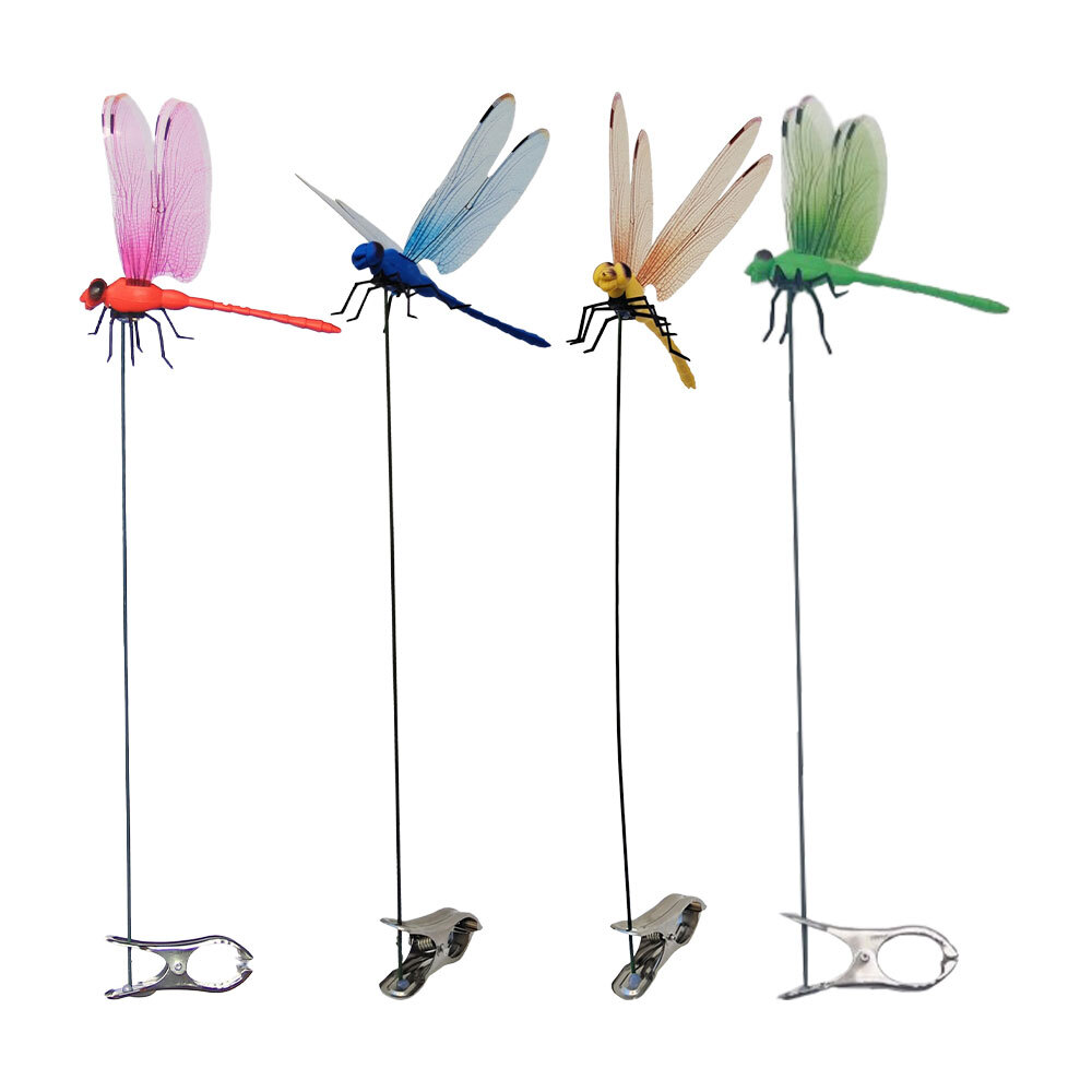 Fake Dragonfly Rod Clip, 3D Dragon Fly Garden Stakes & Hat Simulation Decor US