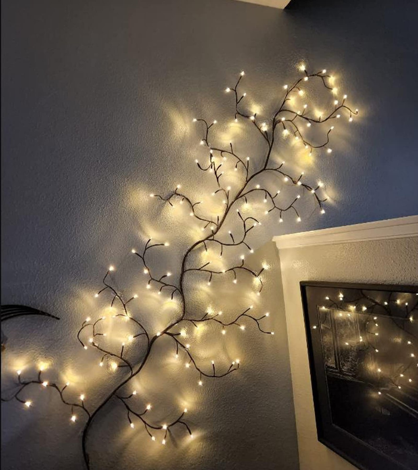 7.5FT 144 LEDs Brown Willow Vine Lights, Plug-in, Remote, Timer, Dim, Decor