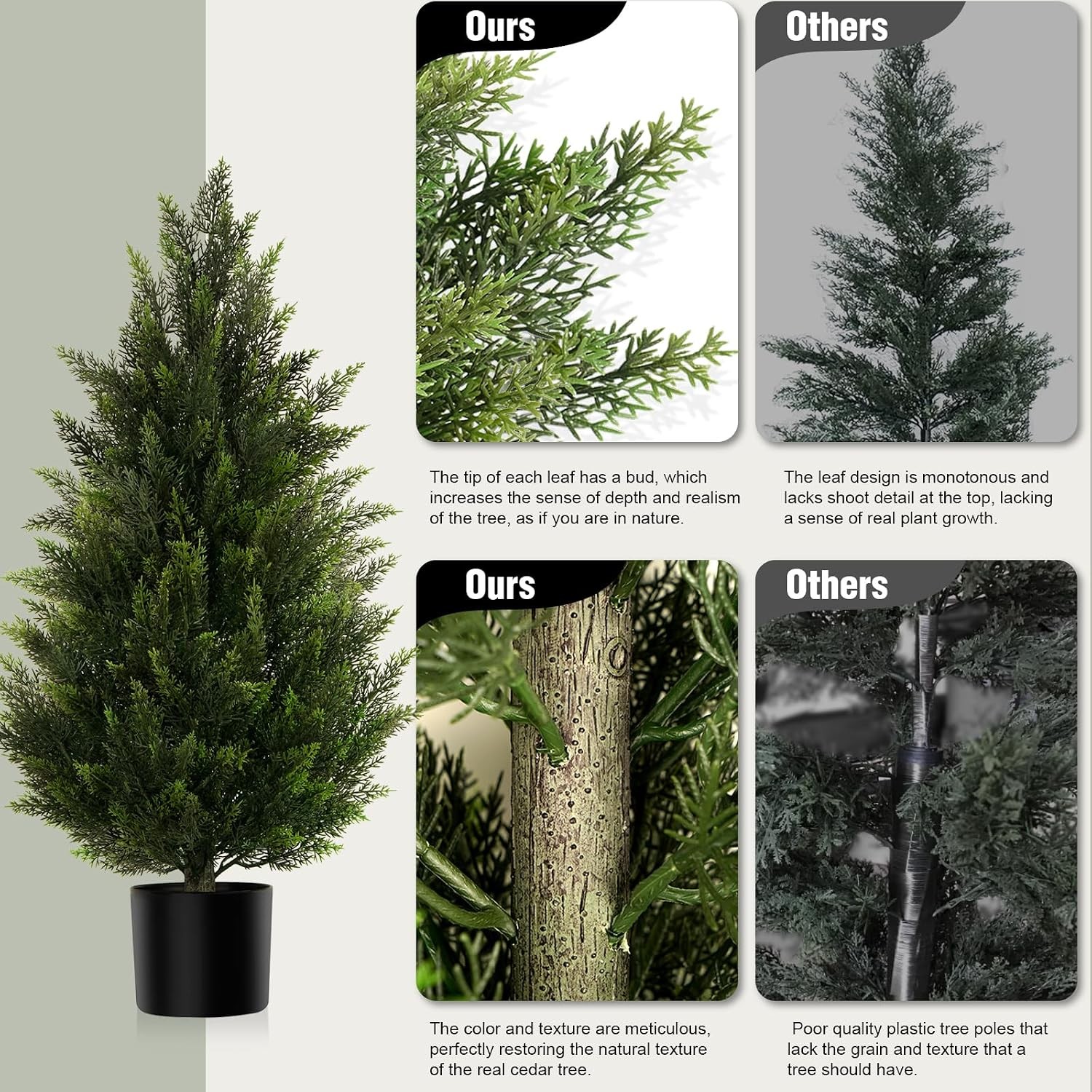 3FT Artificial Cypress Topiary Trees, Faux Greenery Bushes for Front Porch Decor