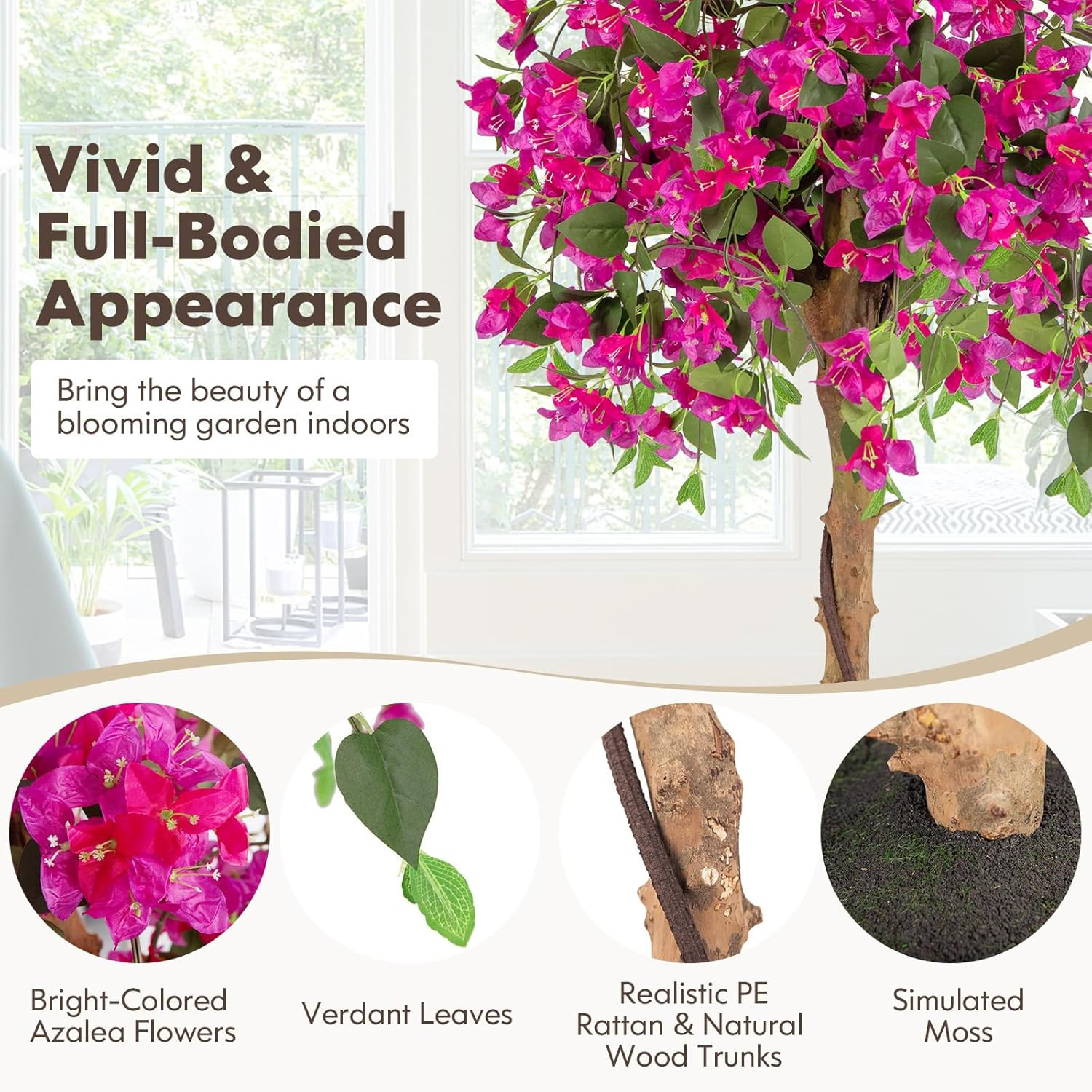 53” Bougainvillea Artificial Tree – 2 Pack Faux Silk Flower Plants
