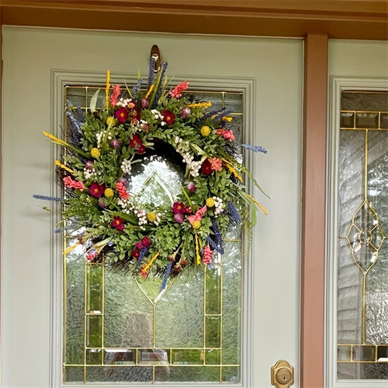 Spring Wreath for Front Door 16in Outside Welcome Summer Flower Wall Party Decor
