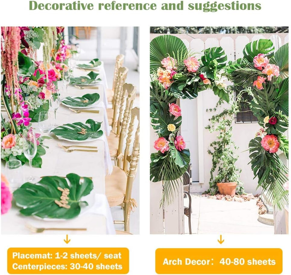 24 Pcs Large Artificial Tropical Palm Leaves for Luau Party Jungle Decorations