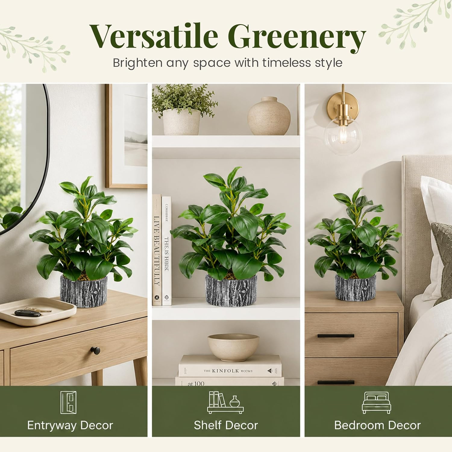 Der Rose 15.7″ Artificial Plants Indoor, Money Leaf Fake Plants in Pot for Desk