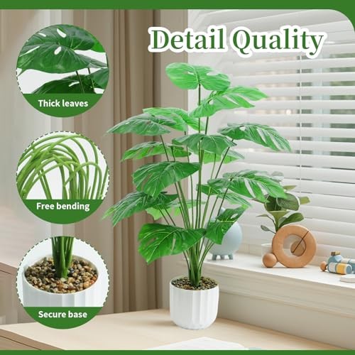 Freyalife 28“ Fake Plant Artificial for Room Decor, Faux Potted 1 Monstera