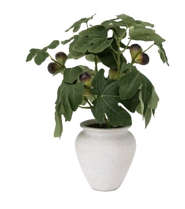 Better Homes & Gardens Artificial Fig Leaf in Tan Ceramic Vase, 13″