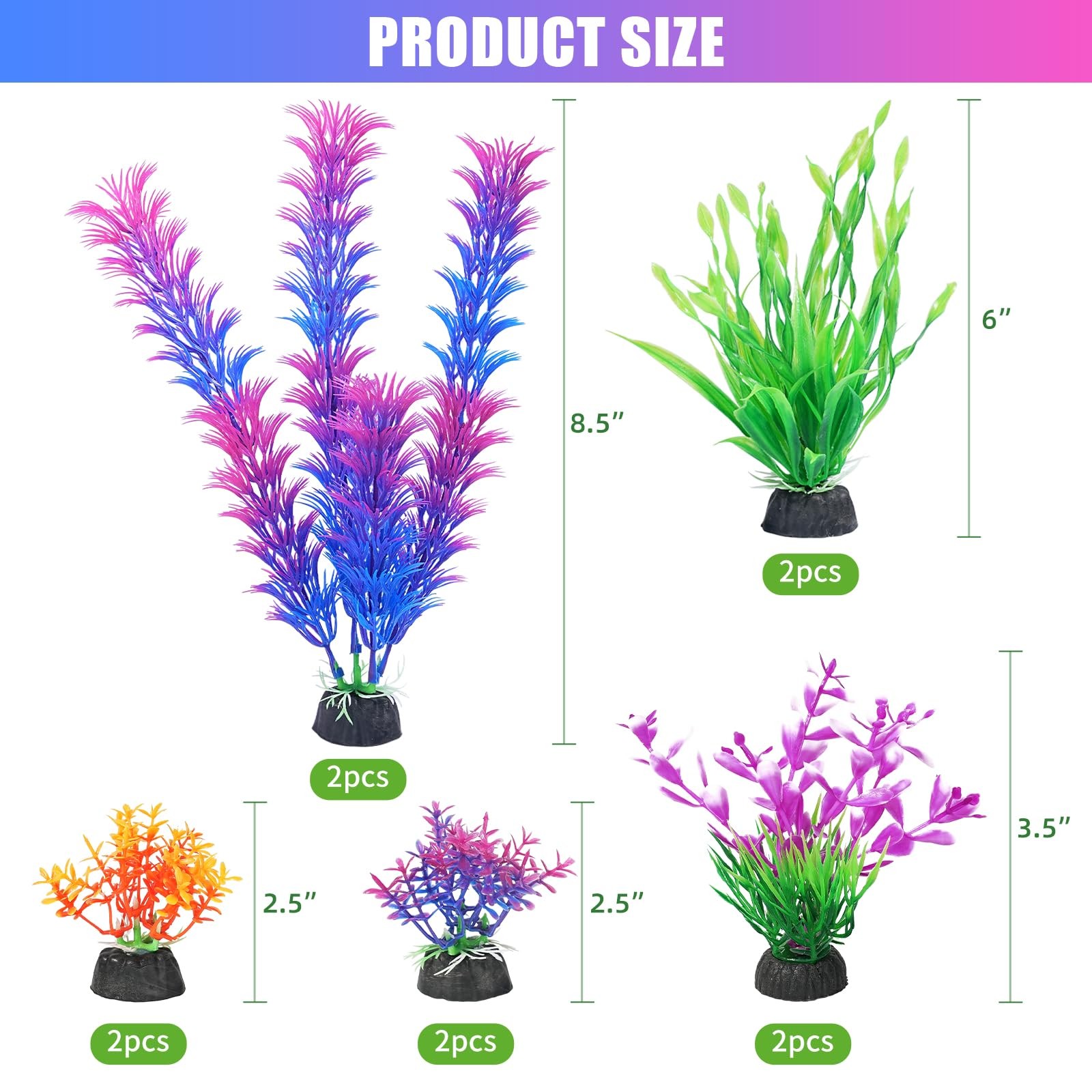 Artificial Fish Tank Plants, Aquarium Decorations, Purple Plastic Accessories…