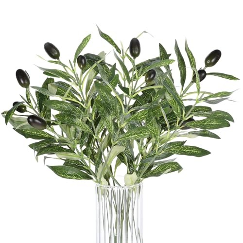 JJUNW 5 Pcs Artificial Plants Olive Tree Branches, 11 Inch Faux Olive Tree 2