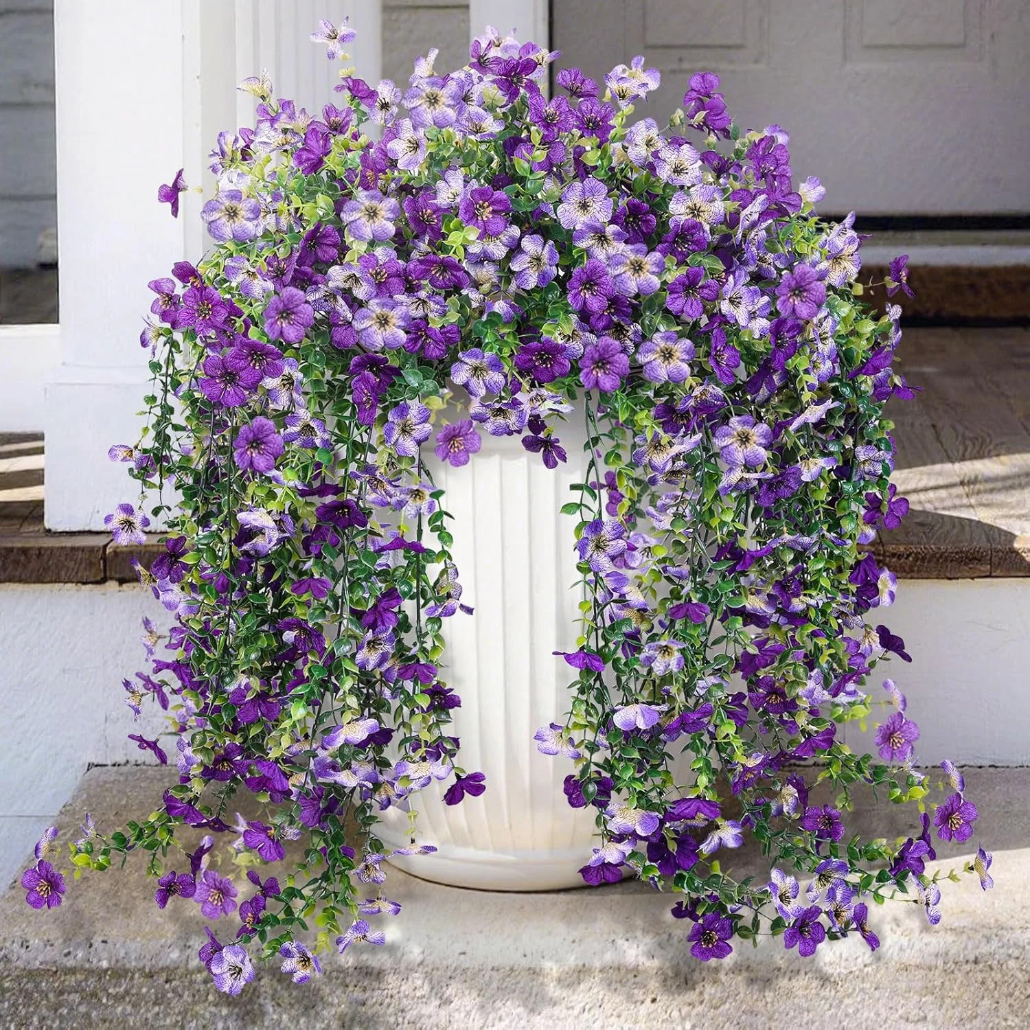 Artificial Hanging Flowers for Outdoors Faux Plants Spring Porch Decor 2 Pcs
