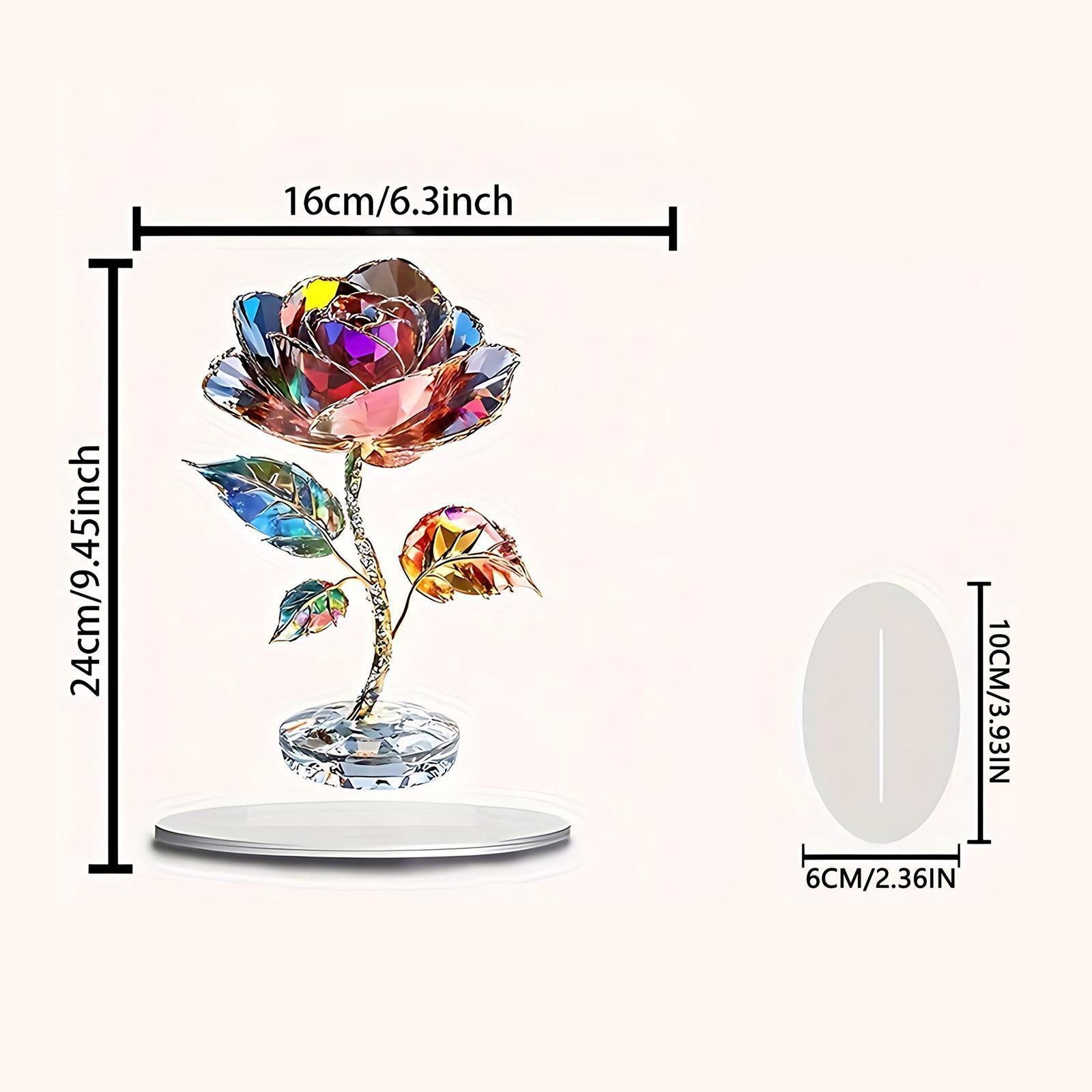 2D Acrylic Rose Decoration Desktop Ornament Home Decoration Artwork Craft