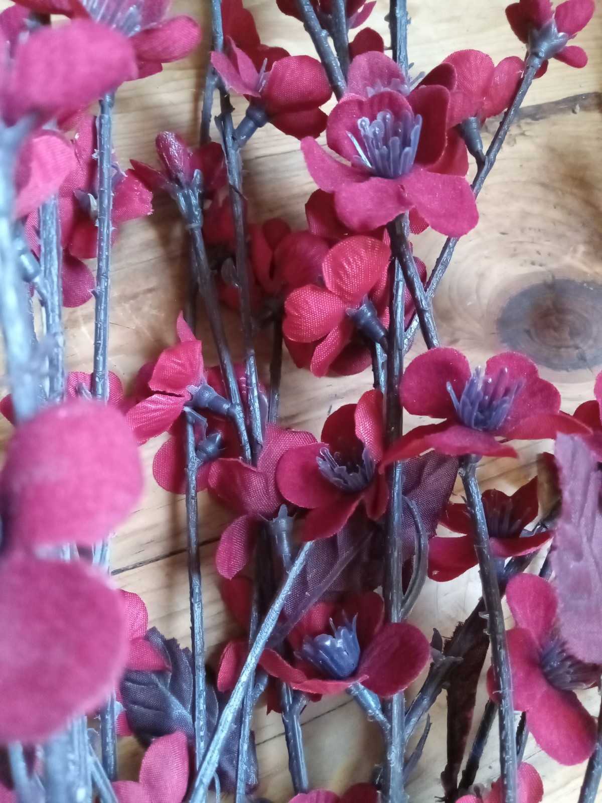 Vintage Rare Deep Red to Black Ombre Long Stem Plastic Flowers Gothic