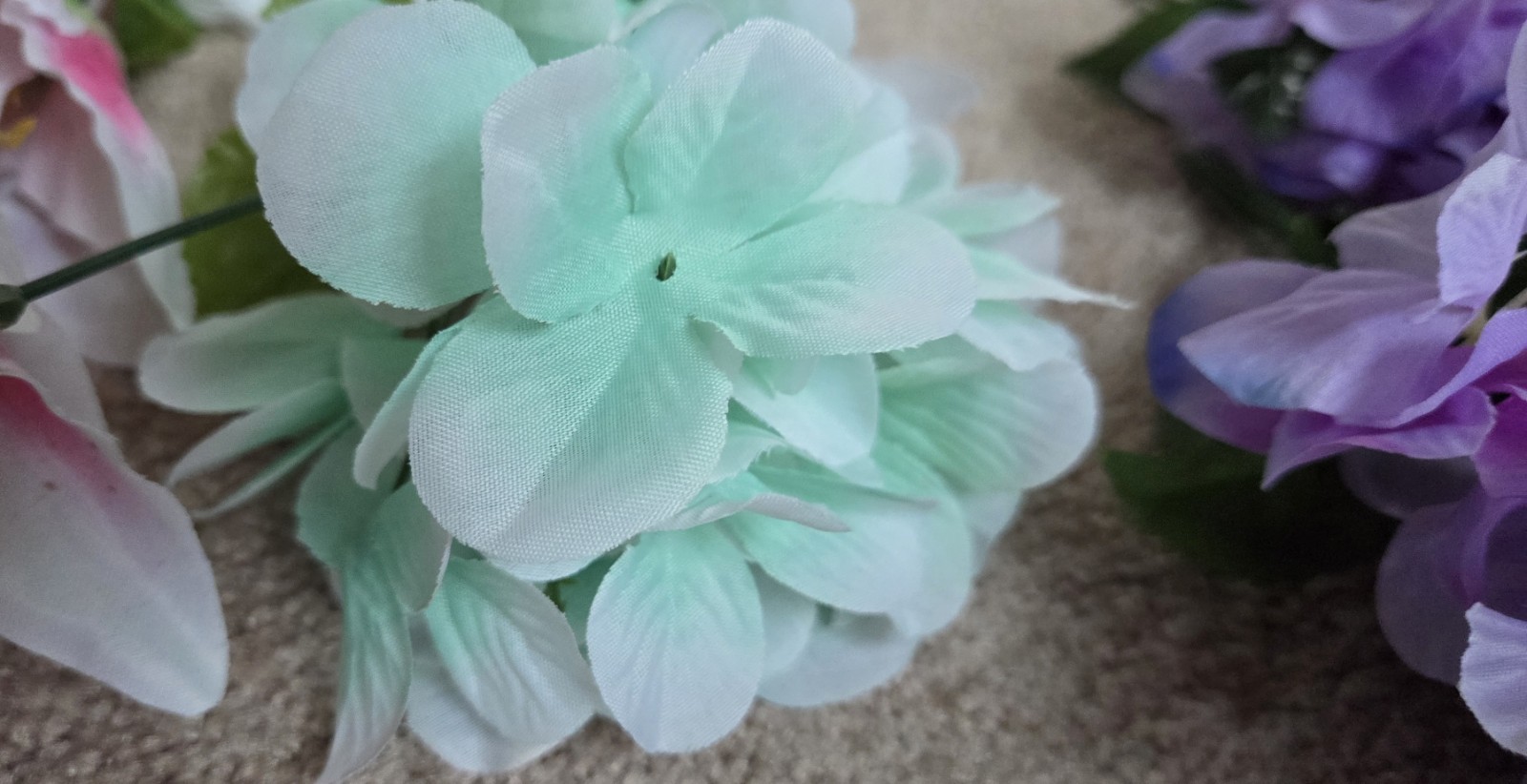 Colorful Fake Flowers Bunches- Lot Of Various Flower Types, Colors 18 Bunches