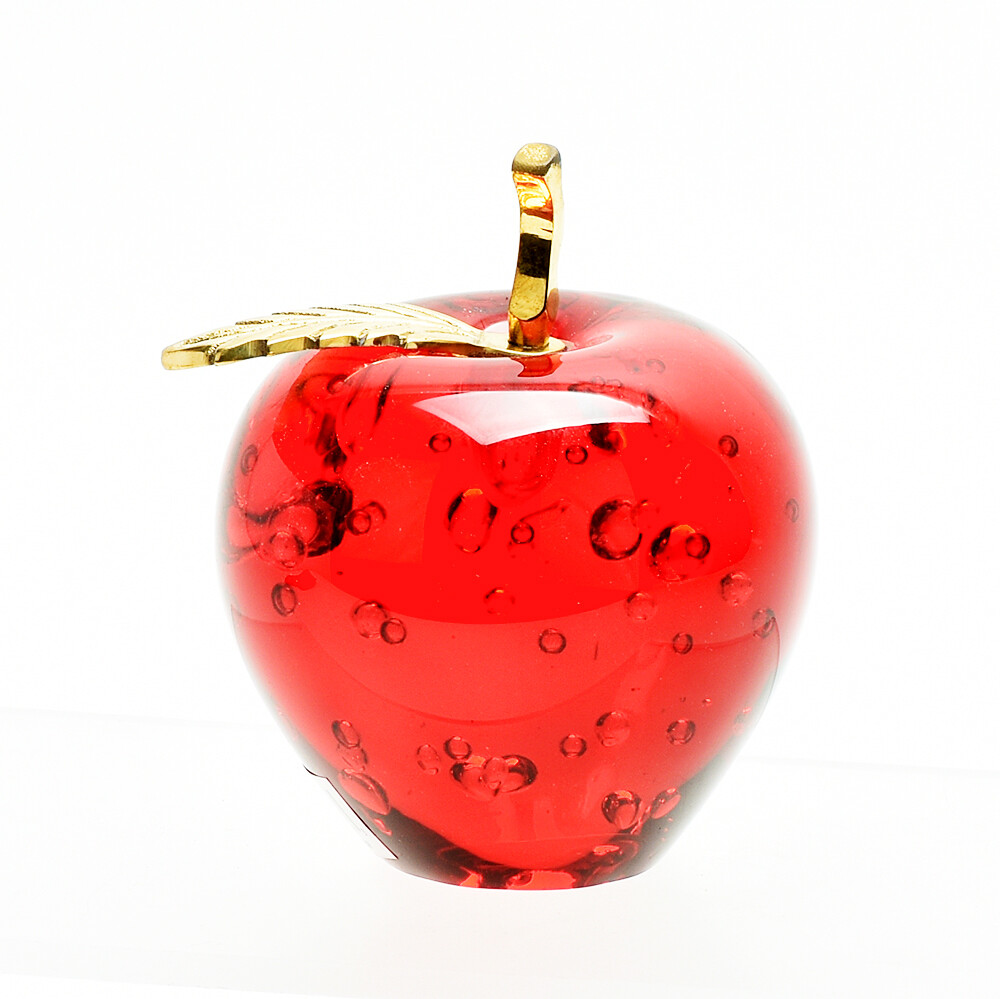 Glass Red Apple Gold Leaf Mother’s Day Romantic Gift Idea Luxury Decorations