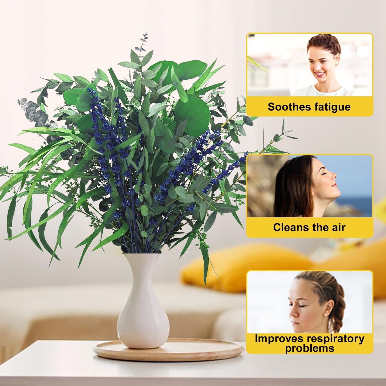 5 Kinds Mix Dried Eucalyptus & Lavender Flowers Bundle for Shower , 15”-17”…
