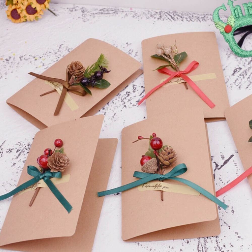 5Pcs/set Pine Picks Artificial Christmas Picks Red Berry Pine Cones Stems Green