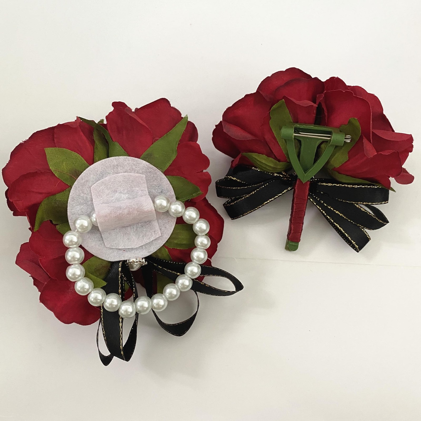 Red Rose Prom Corsage, Boutonniere Set, Wrist Wristlet, Wedding Party Flower