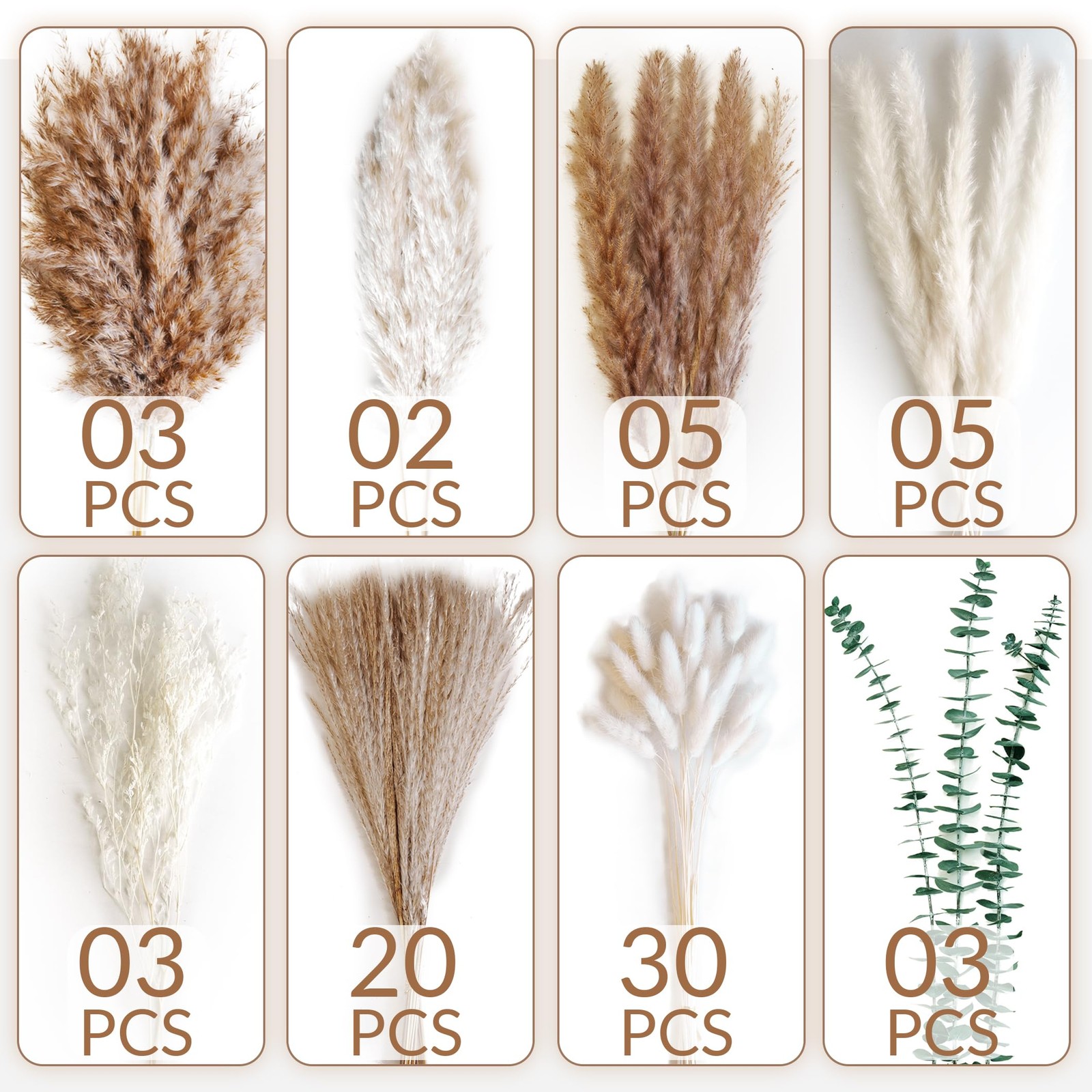 Dried Flower Bouquet – Pampas Grass, Bunny Tails, Olive Green Eucalyptus & Pr…